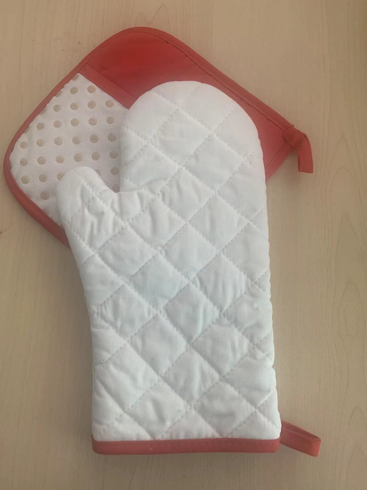 Quality Heat Resistant Quilted Pot Holder and Oven Mitts 100% Organic Cotton Kitchen for sale