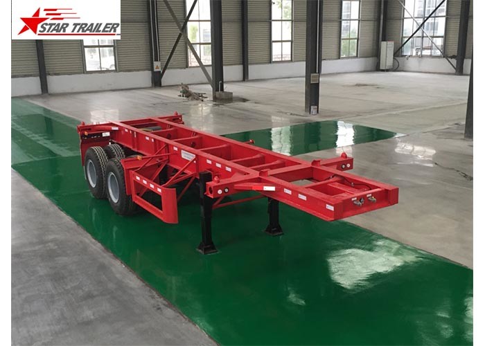 Quality Leaf Spring Type 40 Ft Low Bed Trailer , 40 Foot Triple Axle Trailer For Truck for sale