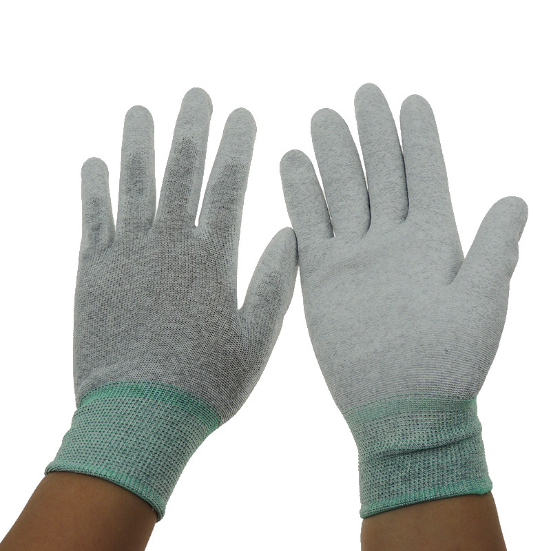 Quality Grey 13G 280D Nylon PU Coated Palm Fit ESD Gloves for sale