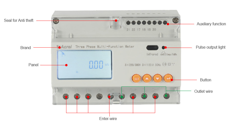 Quality Class 0.5 80A Three Phase Four Wire Din Rail Energy Meter  3200 imp/kWH for sale