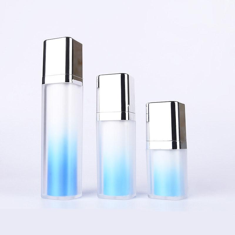 Quality Sky Blue Lotion Inner Twist Up Pump Cosmetic Packaging Bottles 15ml 30ml 50ml for sale