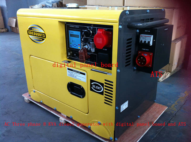 Quality 8KVA Yellow Color Silent Type Small Diesel Generators Set With ATS , Low Oil Alarm System for sale