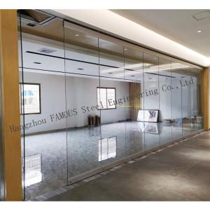 Quality Sliding Panel Acoustic Movable Glass Partition Walls Double Glazed 100mm for sale