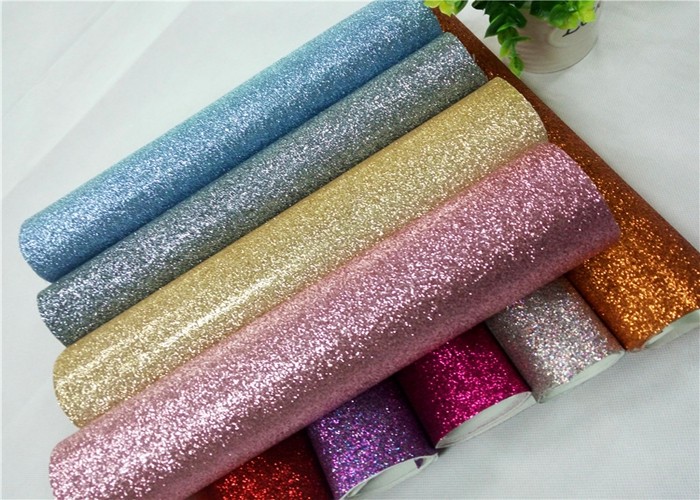 Shoes Bags Wallpaper Glitter Fabric Roll Knitted Backing Technics 0.6mm Thickness