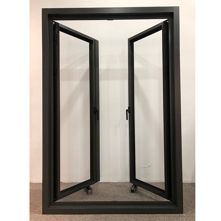 Double Glazed Black Aluminium Casement Windows ISO9001