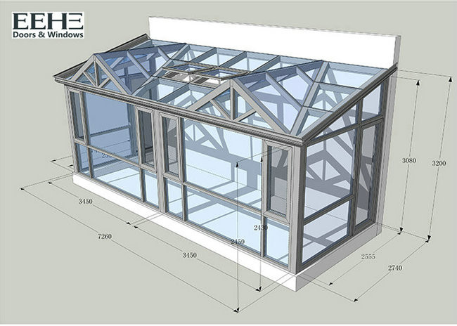 Quality All Season Glass Enclosed Sunroom With Silicone Sealant Sealing Customized Color for sale