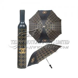 Quality Gifts Wine Bottle Umbrellas for promotion, LOGO/OEM available folded Umbrella FD-B412 for sale