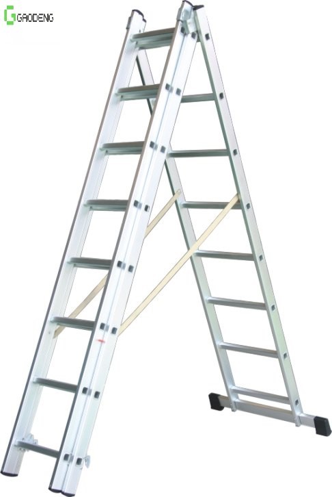 Quality 3 Floor Aluminium Ladder Telescopic 8 Step 1.4mm 150KG for sale