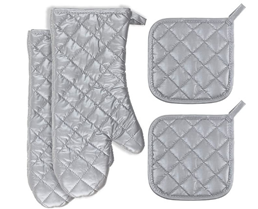 Quality Waterproof Protective Silver Oven Mitts Heat Insulation Customized Patterns for sale