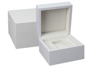 Custom White Wooden Watch Box PU Inside Material For Twist Watch Storage