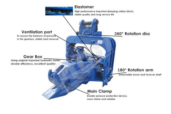 Depth 12-15m Excavator Vibratory Pile Hammer NM400 Excavator Attachment
