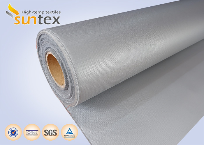 Silver Grey Silicone Coated Fiberglass Fabric For Heat And Cold Insulation