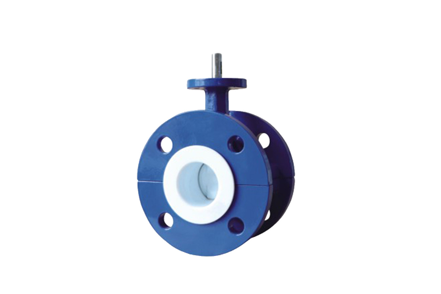Quality Blue Flanged PTFE Lined Butterfly Valve , Worm Gear Operated Butterfly Valve for sale