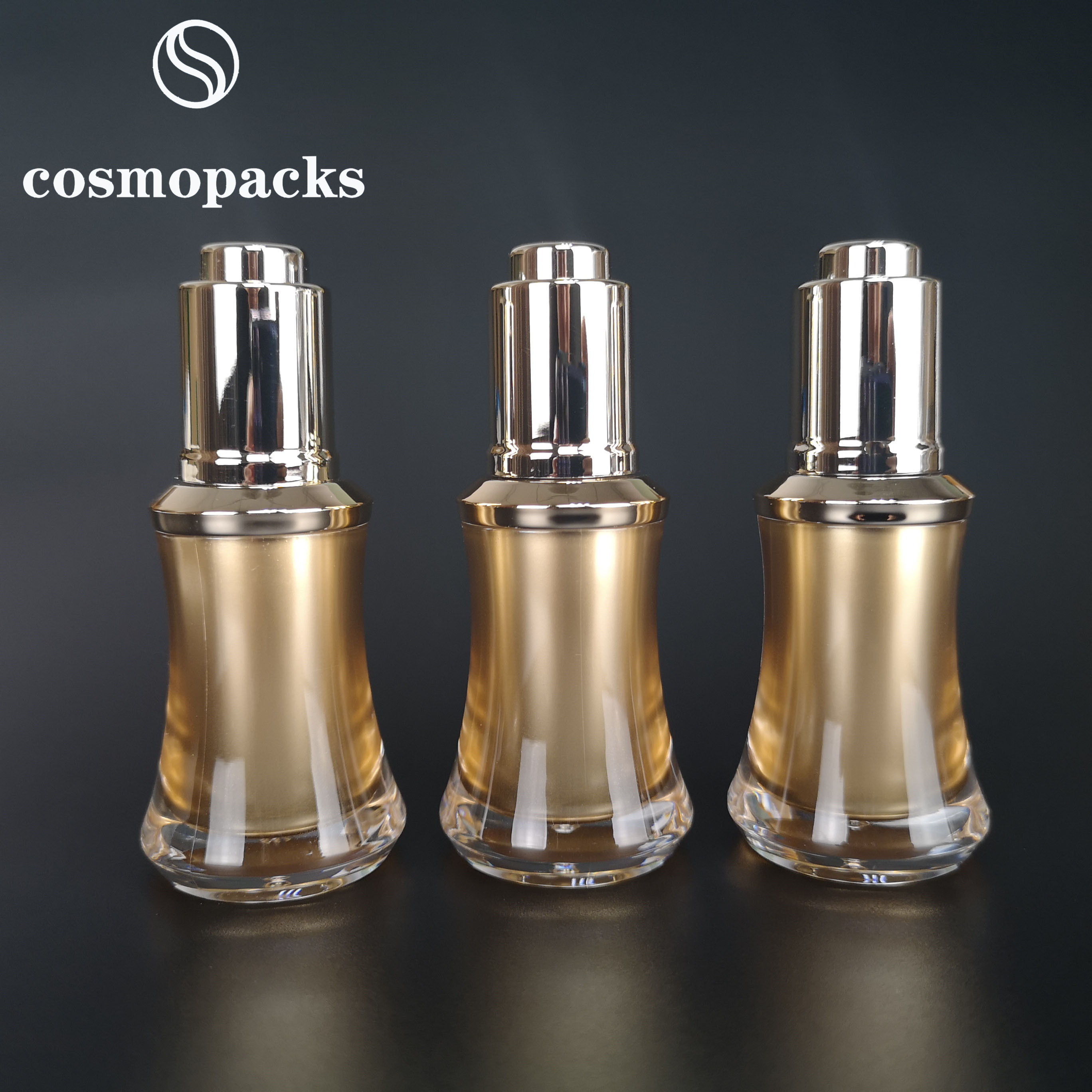 Quality Empty 15ml Acrylic Pressing Pump Dropper Bottles For Essential Oil for sale