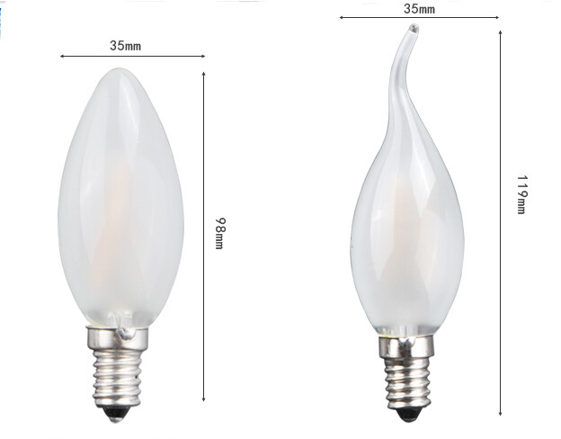 Quality C35 E14 Edison COG lamp LED Filament Bulb Candelabra Light clear and forsted milky cover for sale