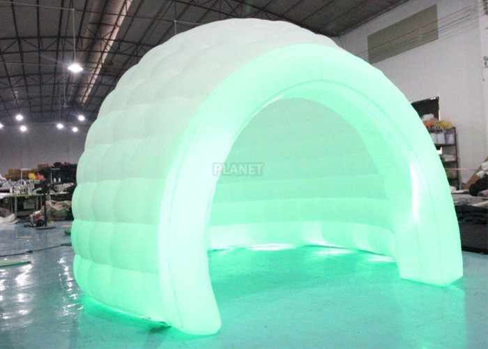 Quality Colorful LED Light Giant Inflatable Igloo Dome Tent With Tunnel Entrance for sale