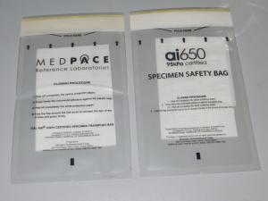Quality Laminated 95Kpa Biohazard Transport Specimen Bags for sale