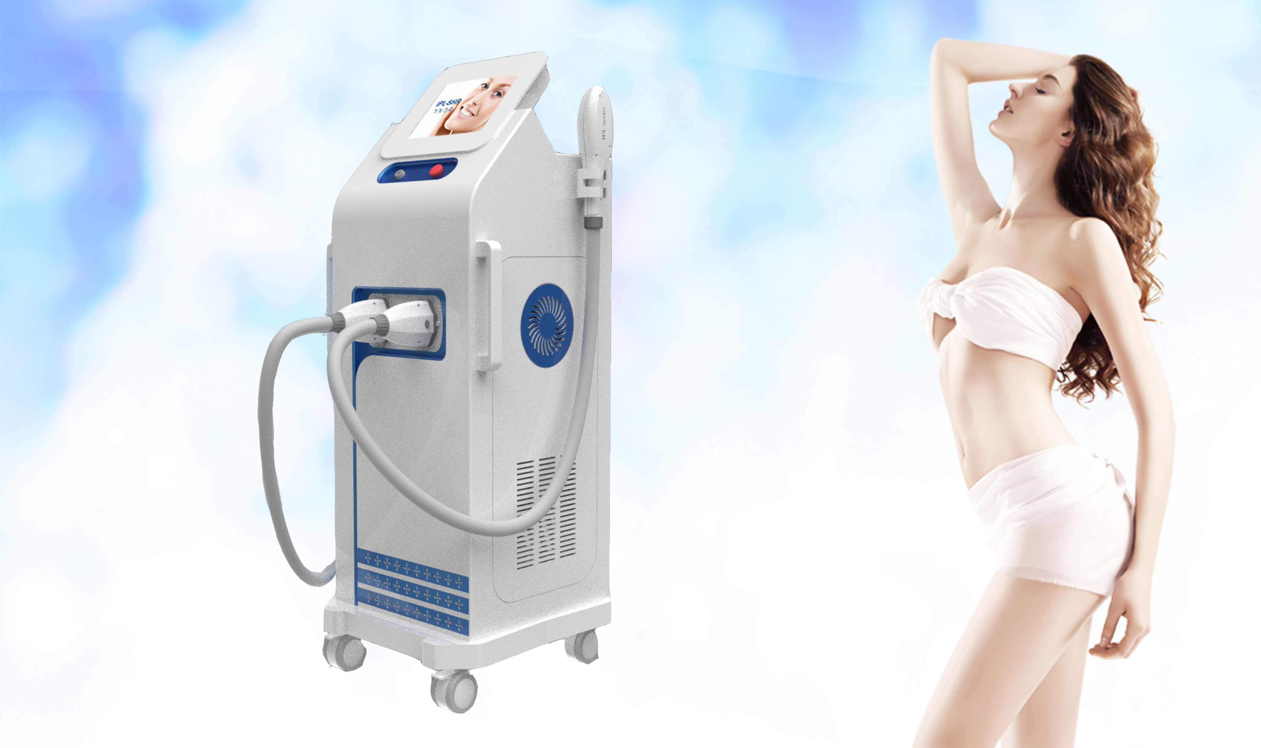 Quality Dual Handles SHR IPL Hair Removal Machine For Skin Rejuvenation , Freckle Removal for sale