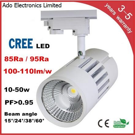 Quality CREE COB LED Track Light 3 years warranry isolated IC constant driver high PFC CRI lumen for sale