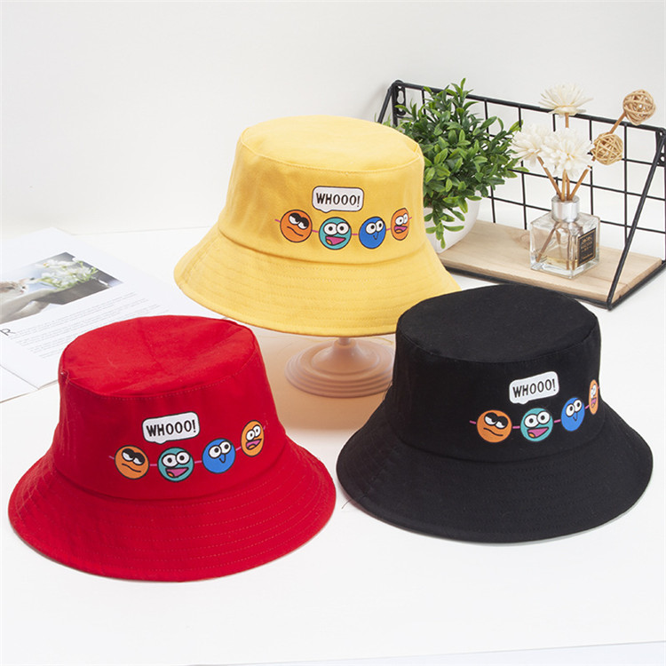 Quality Cartoon Cute Boy Girl Cotton Bucket Hats Wide Brim Sun Protection Beach Hats for sale