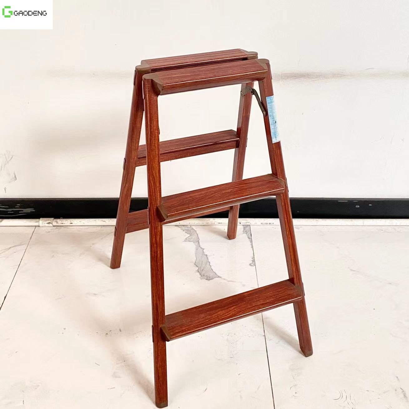 Quality Two Steps Wooden Aluminum Ladder 1.1 mm Thickness PVC Plastic Foot Mats for sale