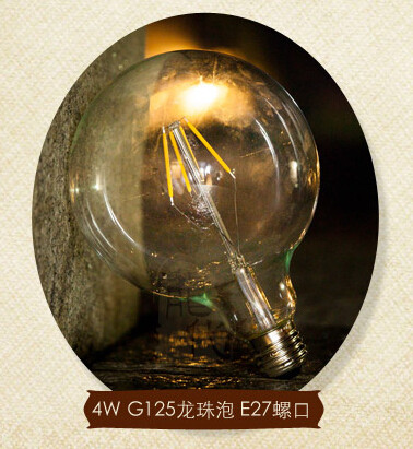 Quality G125 E27 4W Edison COG lamp LED Filament Bulb Light clear cover and aluminum base for sale