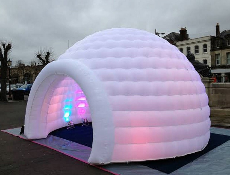 Quality 3m 4m 5m Oxford Cloth White With LED Light Use Blow Up Inflatable Igloo Dome Tent For Party Event for sale
