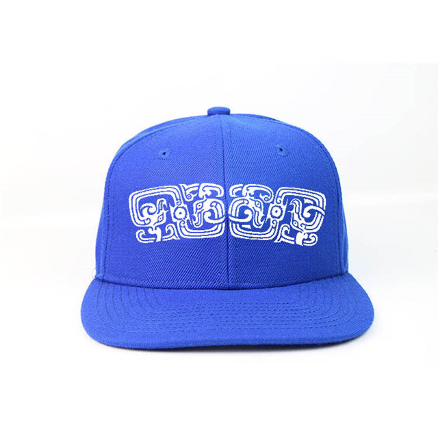 Quality Blue Snapback Cap Hat Adjustable 7 Holes Plastic Back Closure Silk Print On Panels for sale