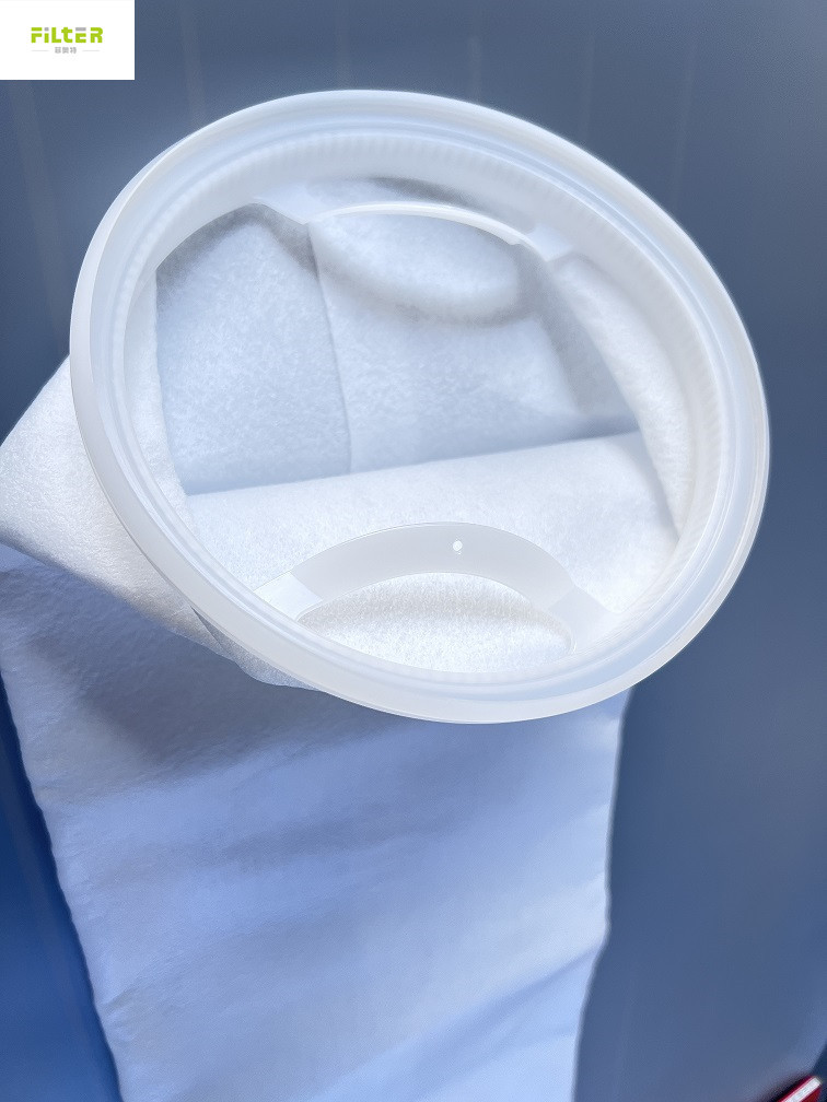 Quality Polyester 5u PP Liquid Water Filter Bag 7&quot;X32&quot; With Plastic Ring for sale