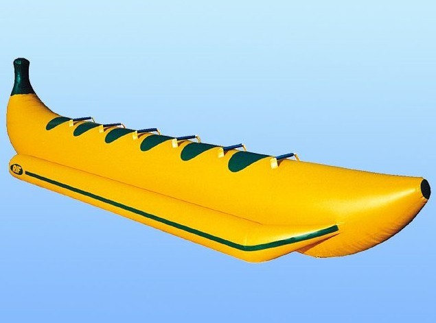 China Yellow Inflatable Boat Toys 6 Person Towable Banana Water Game Tube on sale