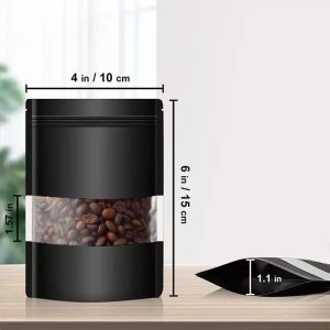 Coffee Stand Up Pouch Bags Zipper Lock Foil Pouch With Clear Window