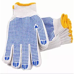 7Gauge White Polycotton Liner PVC Dotted Gloves DOTTED-W