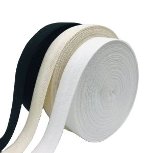 Custom Natural Recycled Cotton Twill Tape Fabric Ribbons Webbing Herringbone