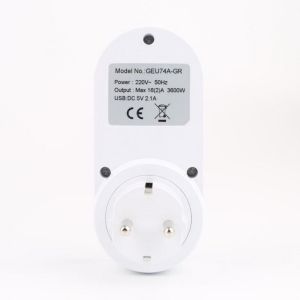 EU/GR type 180 Angel USB Socket with countdown timer control 5V 2.1A AC plug