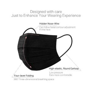 S&J Factory supply custom logo colorful black 3ply disposable face mask