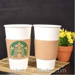 Customize printing paper Corrugated hot beverage coffee cup with lid sleeve
