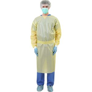 Quality OEM S&amp;J Premium Non woven PP PE Hospital Medical Disposable Isolation Gowns for sale