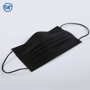 All black disposable face mask with 3 layers hood with elastic ear hook 3 layer