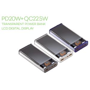 Quality PD20W+QC22.5W TRANSPARENT POWER BANK LCD DIGITAL DISPLAY for sale