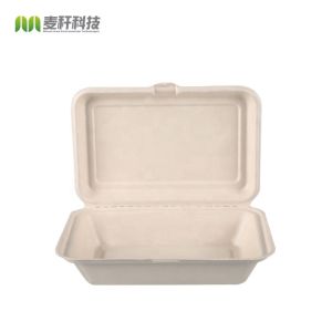 9" x 6" Hamburger food packaging disposable hinged container
