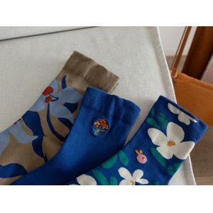 Broderie jacquard pastorale Chaussettes personnalisees en coton Designer