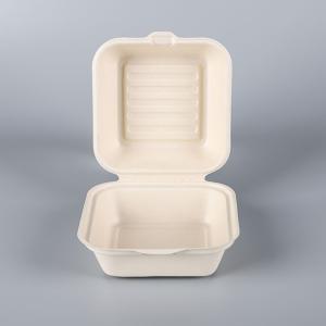 Wholesales Fast Food Clamshell Take Out Containers Square Shape Burger Bagasse