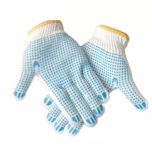 7Gauge White Polycotton Liner PVC Dotted Gloves DOTTED-W