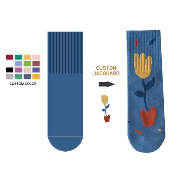 Broderie jacquard pastorale Chaussettes personnalisees en coton Designer
