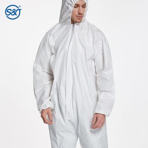 45gsm Disposable Hooded Coverall Large Disposable Polypropylene Coveralls With