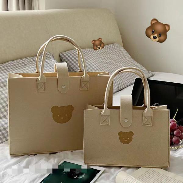 Buy Felt Bag Bear Bag Tote Bag Ladies Niche Design Multi-purpose Simple Large-capacity Tote Bag Simple Bag at wholesale prices
