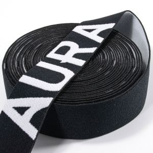 Free samples 3d embossed logo jacquard designer woven nylon wide elastic band