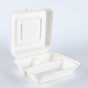 9" 9 compostable biodegra bagasse lunch box sugarcane food container