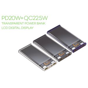 Quality PD20W+QC22.5W TRANSPARENT POWER BANKLCD DIGITAL DISPLAY for sale