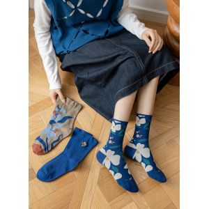 Broderie jacquard pastorale Chaussettes personnalisees en coton Designer